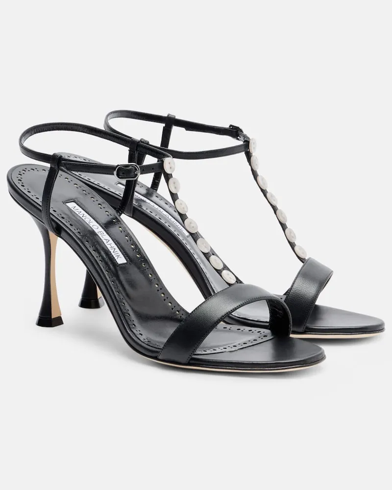Manolo Blahnik Sandalen Imbosan aus Leder Schwarz