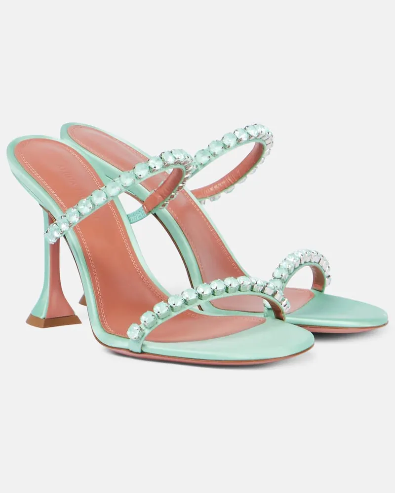 Amina Muaddi Sandalen Gigi 95 aus Satin mit Kristallen Grün