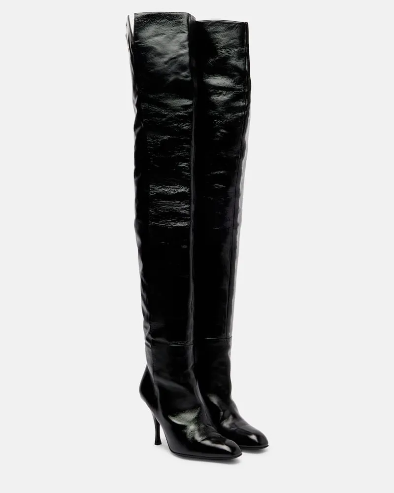 KHAITE Overknee-Stiefel Colt 100 aus Leder Schwarz
