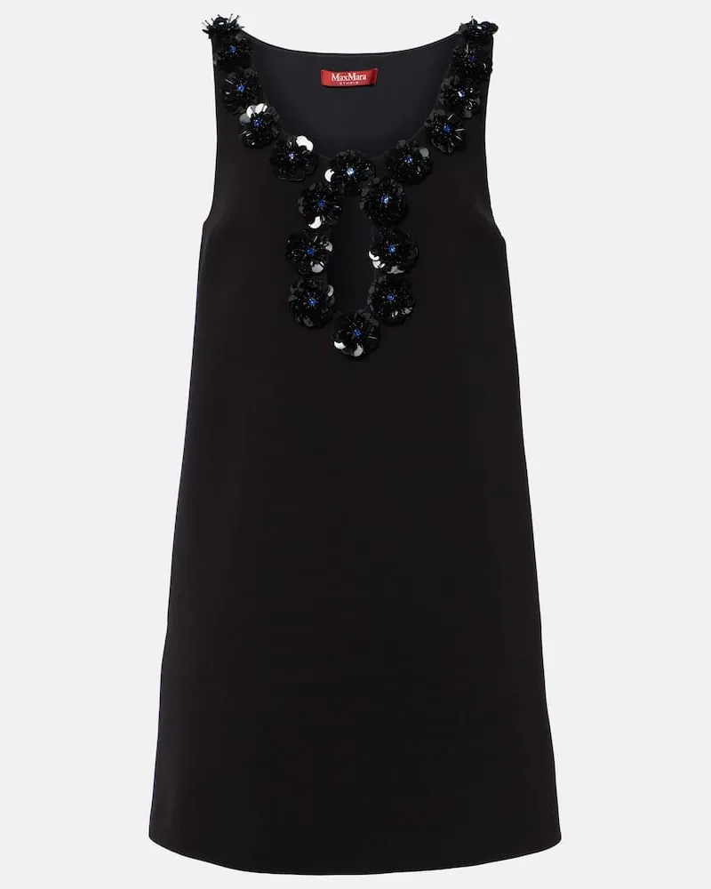 Max Mara Minikleid Delis aus Crêpe mit Pailletten Schwarz