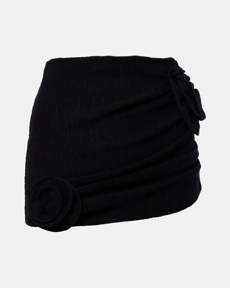Magda Butrym Minirock aus Crêpe mit floraler Applikation Schwarz