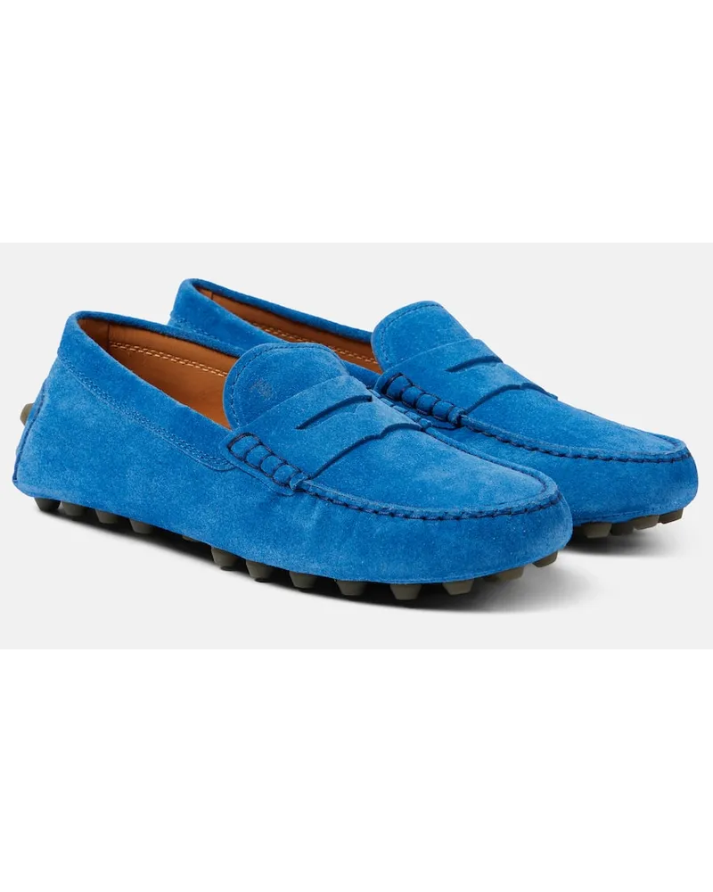 TOD'S Mokassins Gommino Bubble aus Veloursleder Blau