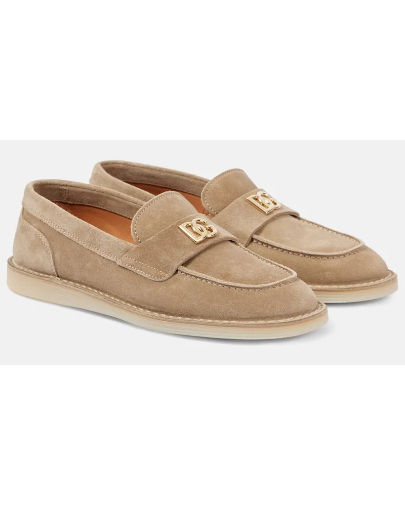 Dolce & Gabbana Loafers DG aus Veloursleder Beige