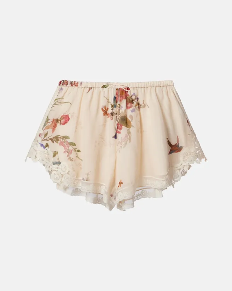 Zimmermann Shorts Patience aus Baumwolle und Seide Weiß
