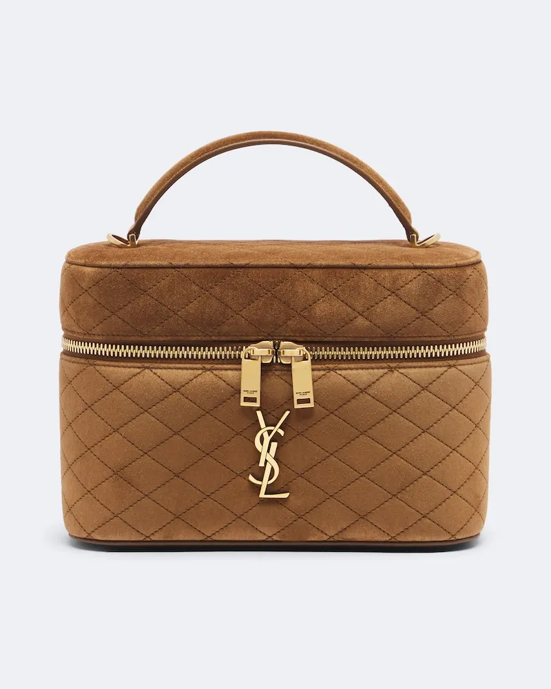 Saint Laurent Vanity Bag Gaby Large aus Veloursleder Braun