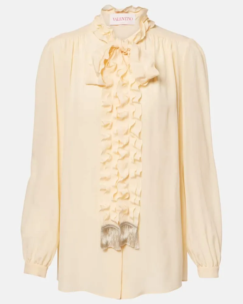 Valentino Garavani Schluppenbluse aus Crêpe de Chine aus Seide Beige