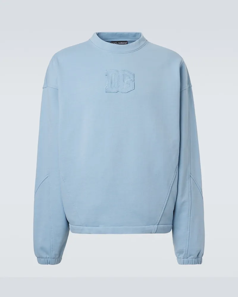 Dolce & Gabbana Sweatshirt DG aus Baumwoll-Jersey Blau