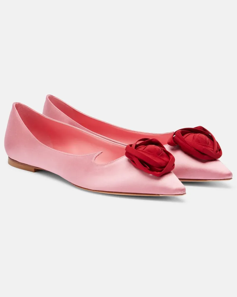 Roger Vivier Ballerinas I Love Viver aus Satin Rosa