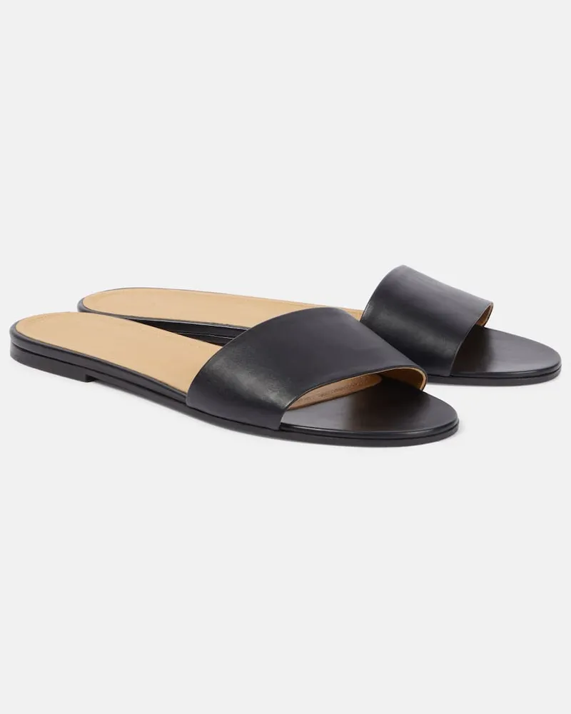 The Row Pantoletten Signum aus Leder Schwarz