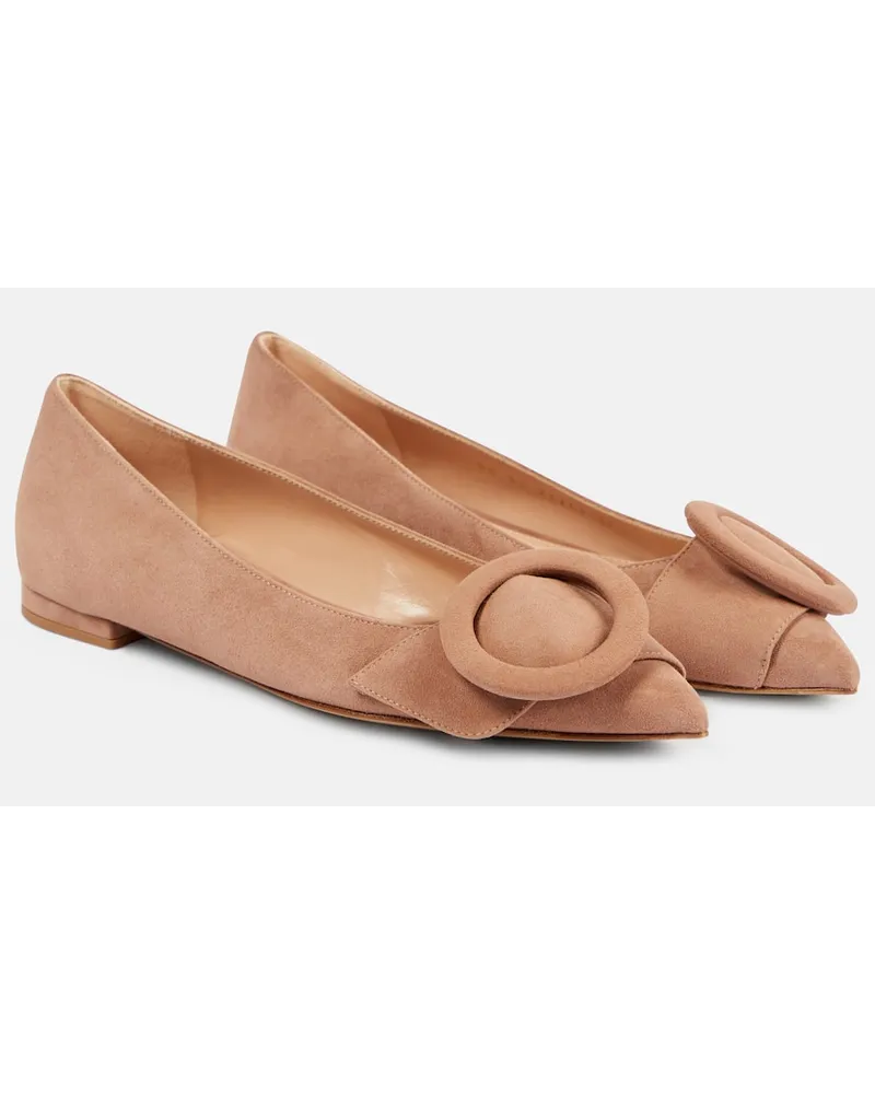 Gianvito Rossi Ballerinas aus Veloursleder Beige