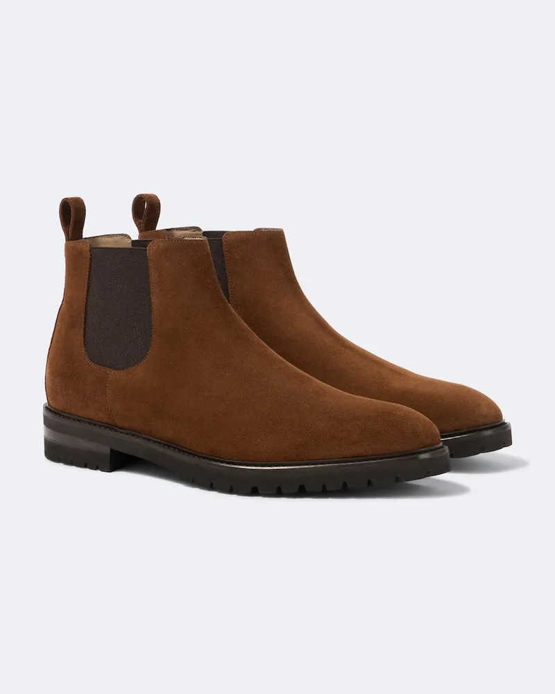Manolo Blahnik Chelsea Boots Brompton aus Veloursleder Braun