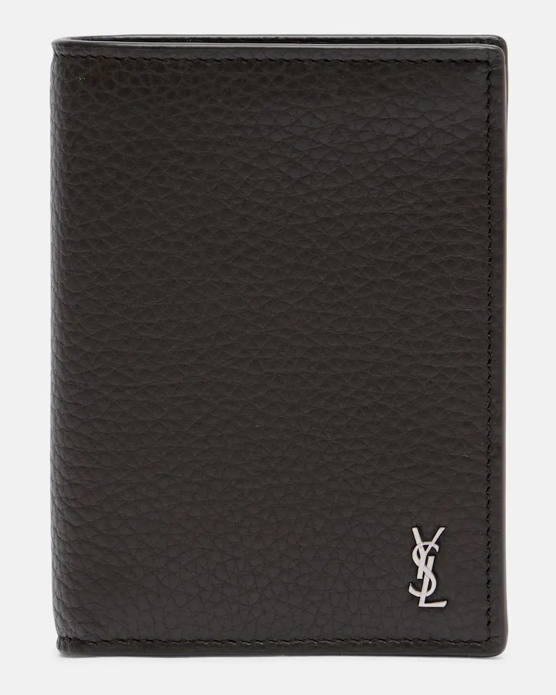 Saint Laurent Portemonnaie Cassandre aus Leder Braun