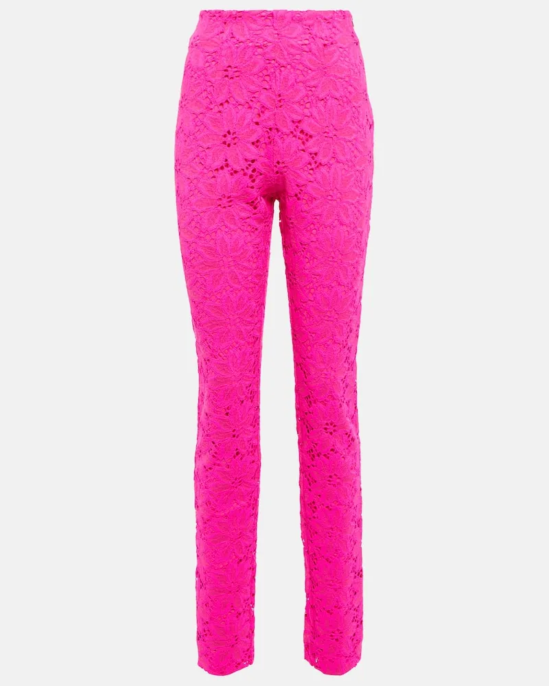 ROTATE Birger Christensen High-Rise-Hose aus Spitze Rosa