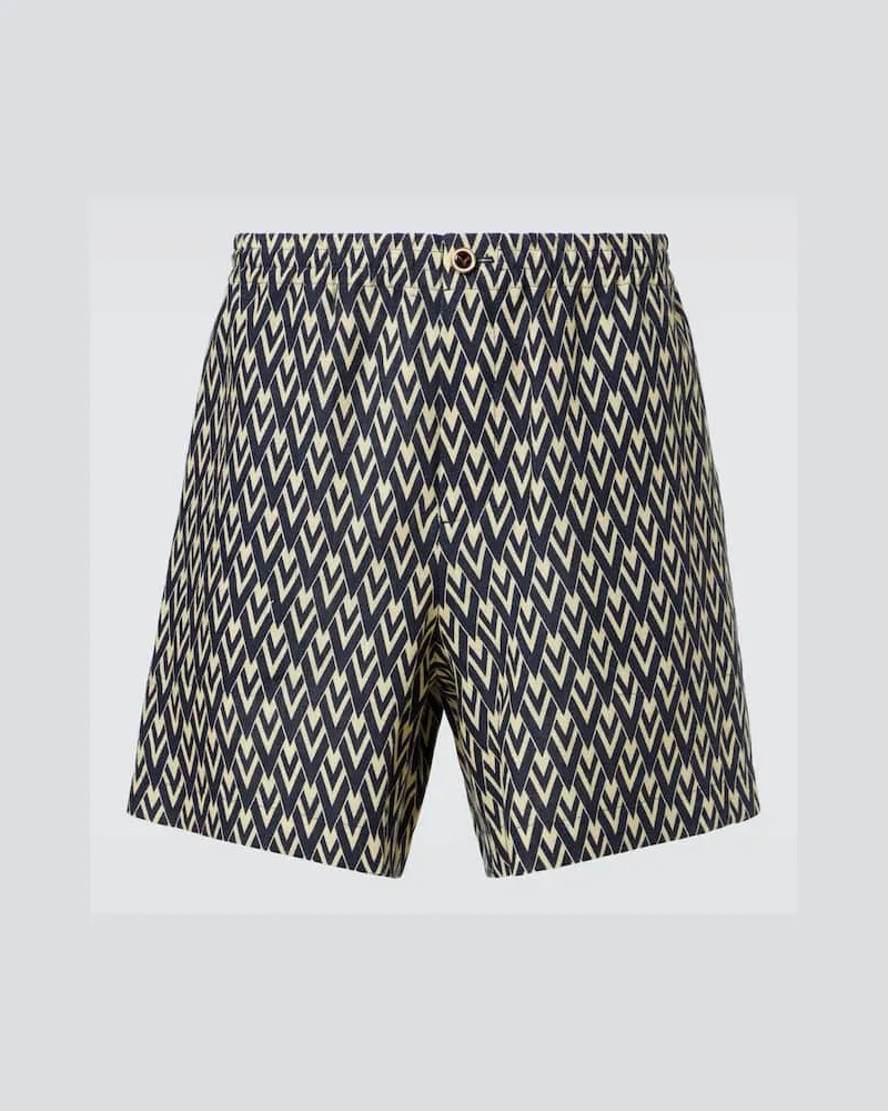 Valentino Garavani Bermuda-Shorts Toute La V aus Leinen Blau