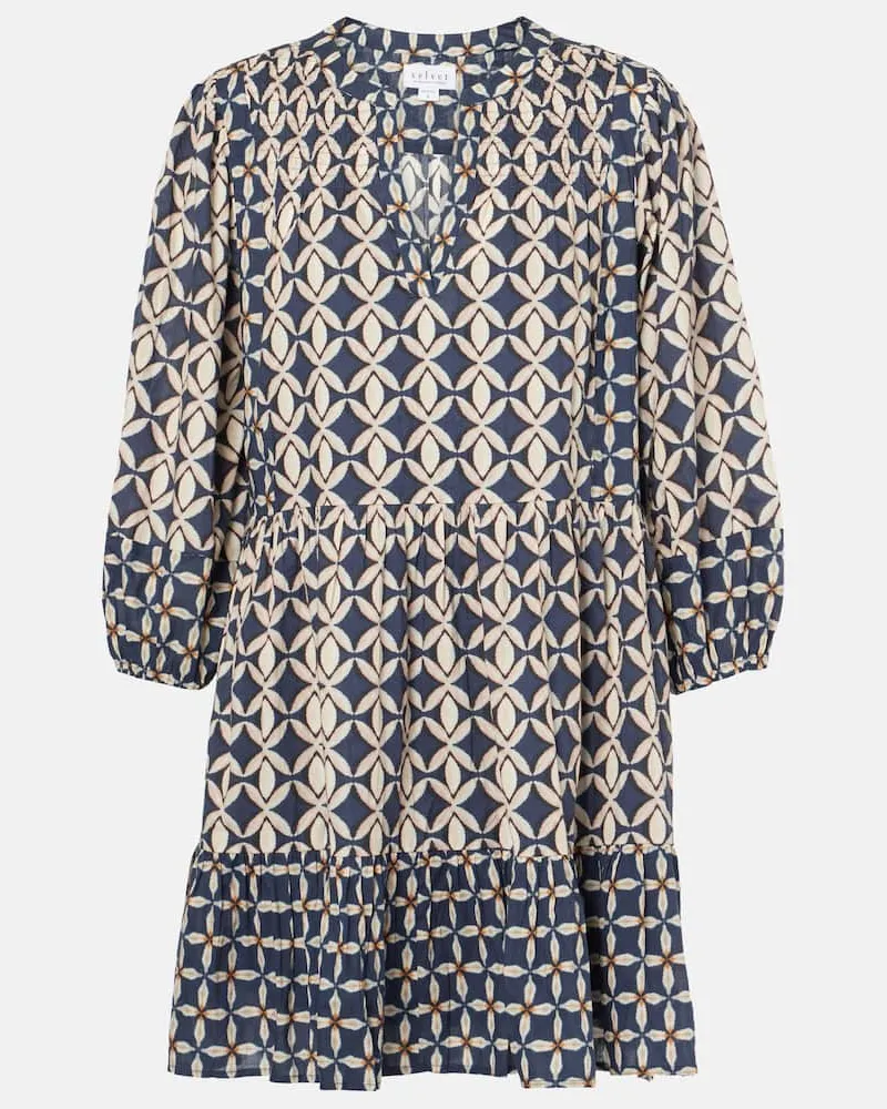 Velvet Bedrucktes Minikleid Beckie aus Baumwolle Blau