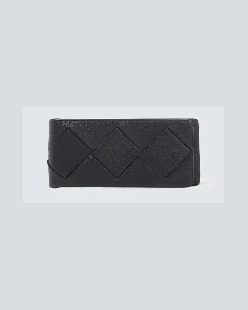 Bottega Veneta Geldklammer Intrecciato aus Leder Schwarz