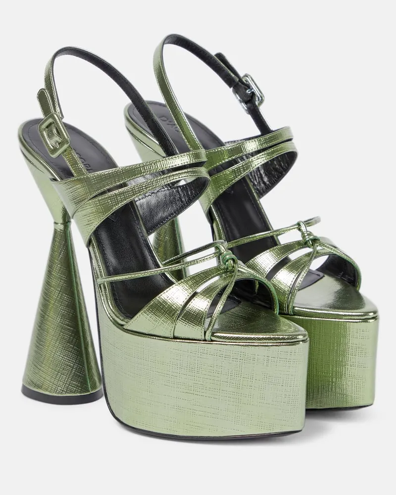 D’Accori Plateausandalen Belle aus Metallic-Leder Grün