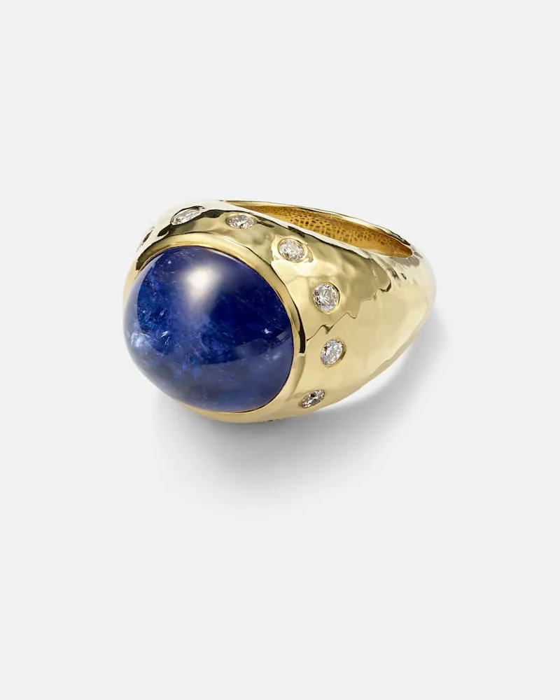 Octavia Elizabeth Ring Blossom aus 18kt Gelbgold mit Diamanten und Tansanit Gold