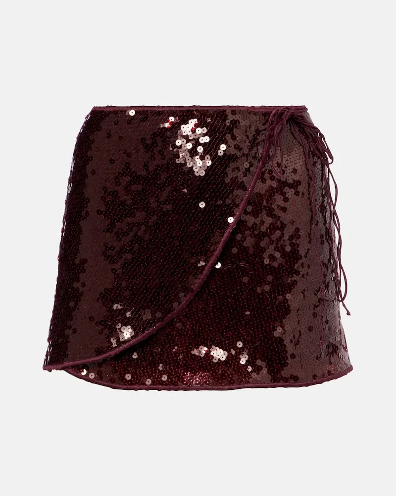 Oséree Oséree Minirock Marylin mit Pailletten Burgunderrot
