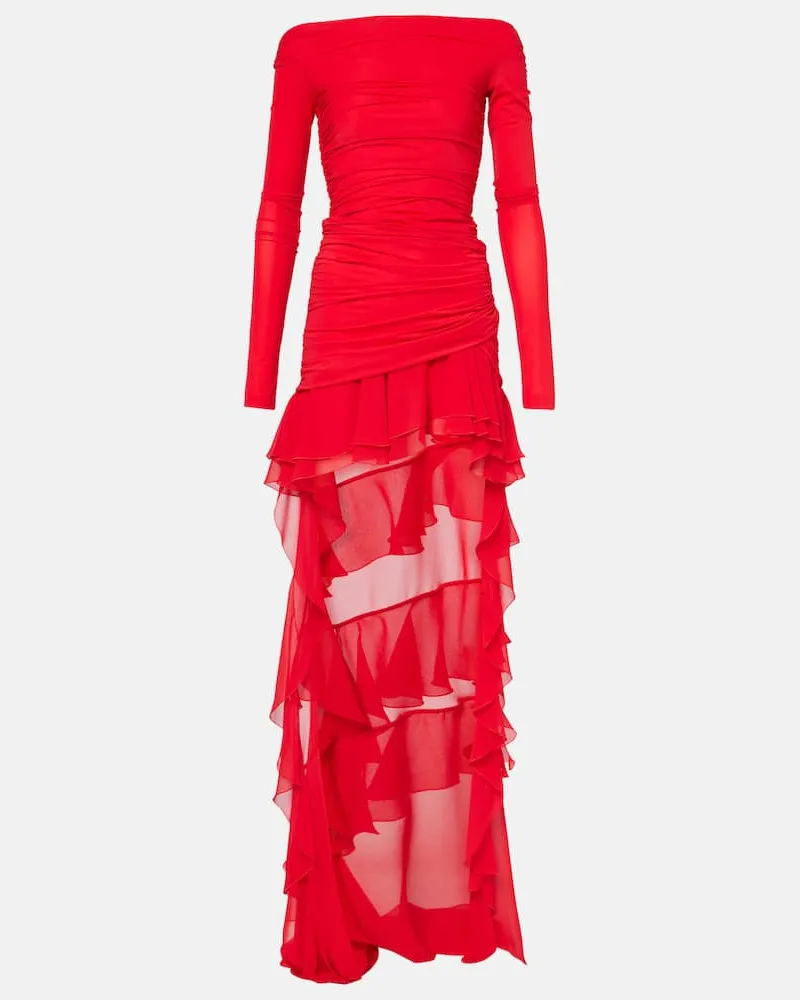 Blumarine Off-Shoulder-Maxikleid Rot