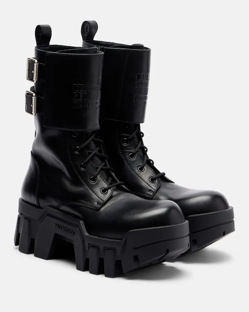 Balenciaga Schnürstiefel Bulldozer 25 aus Leder Schwarz