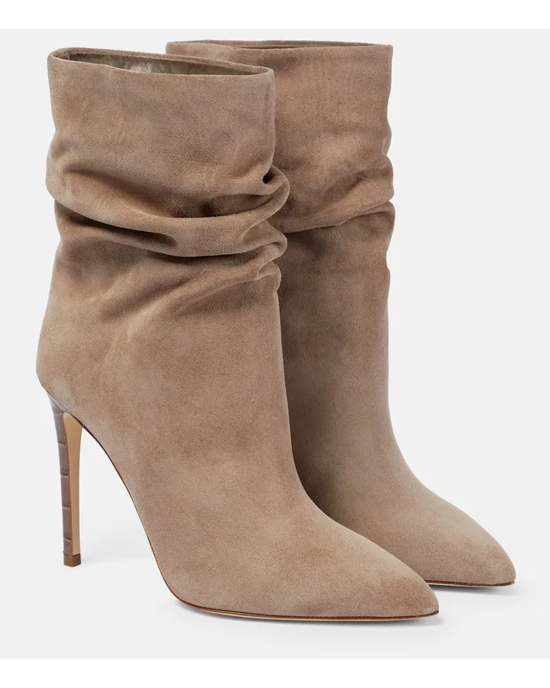 Paris Texas Ankle Boots aus Veloursleder Nude