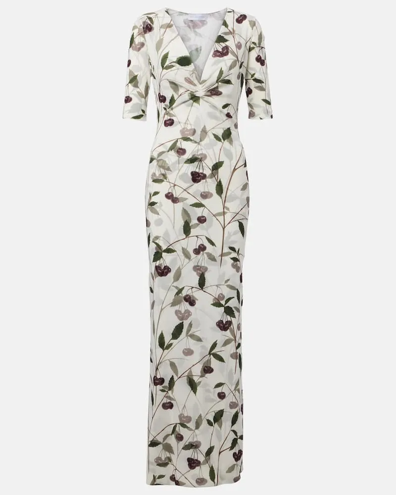 Stella McCartney Bedrucktes Maxikleid aus Jersey Weiß