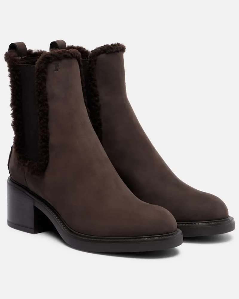 TOD'S Chelsea Boots aus Leder mit Shearling Braun