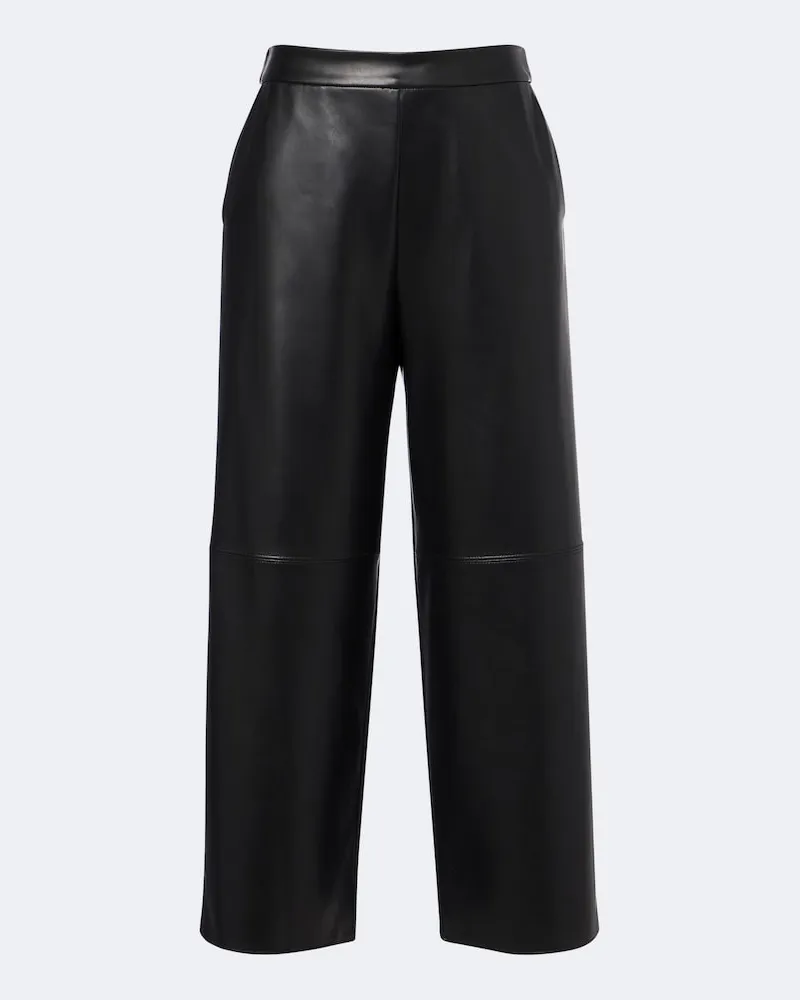 Max Mara Beschichtete Gerade Hose aus Jersey Schwarz