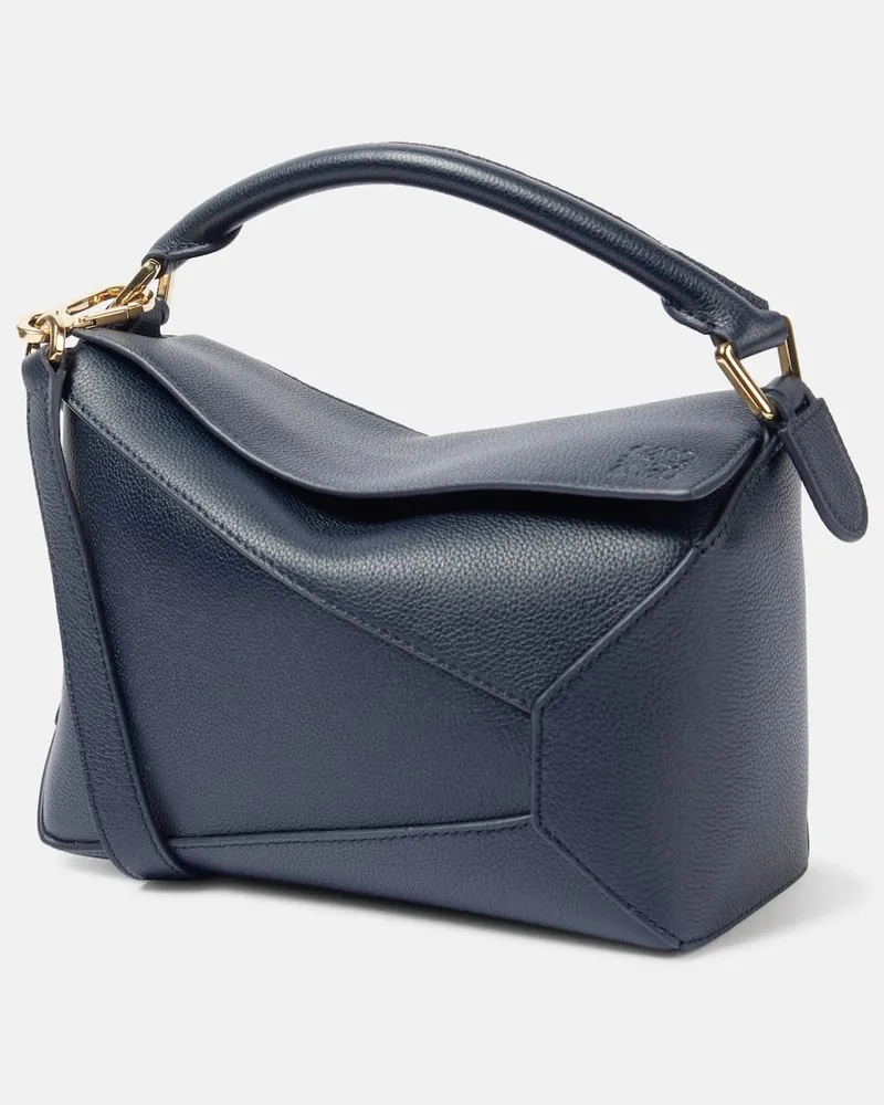 Loewe Tote Puzzle Edge Small aus Leder Blau