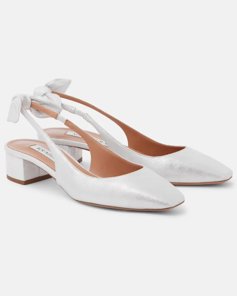Aquazzura Slingback-Pumps Very Bow Silber