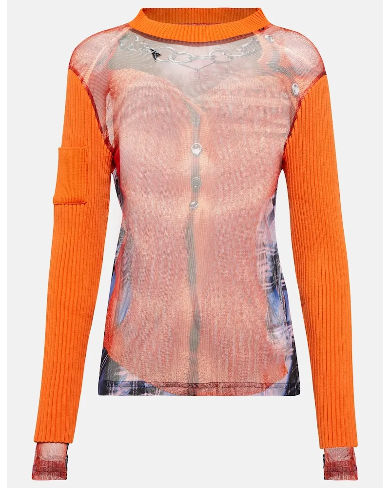 Y/PROJECT X Jean Paul Gaultier Pullover Trompe l'œil Orange