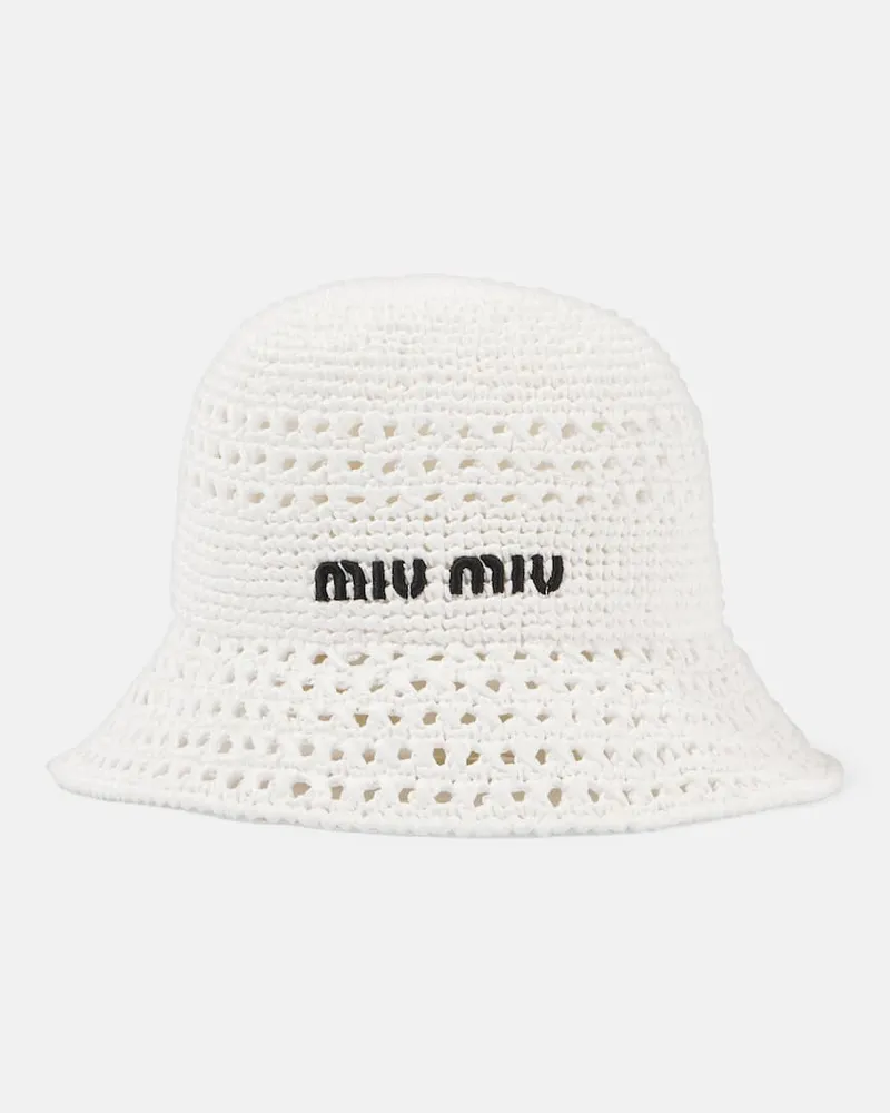 Miu Miu Hut aus Haekelstrick Weiss