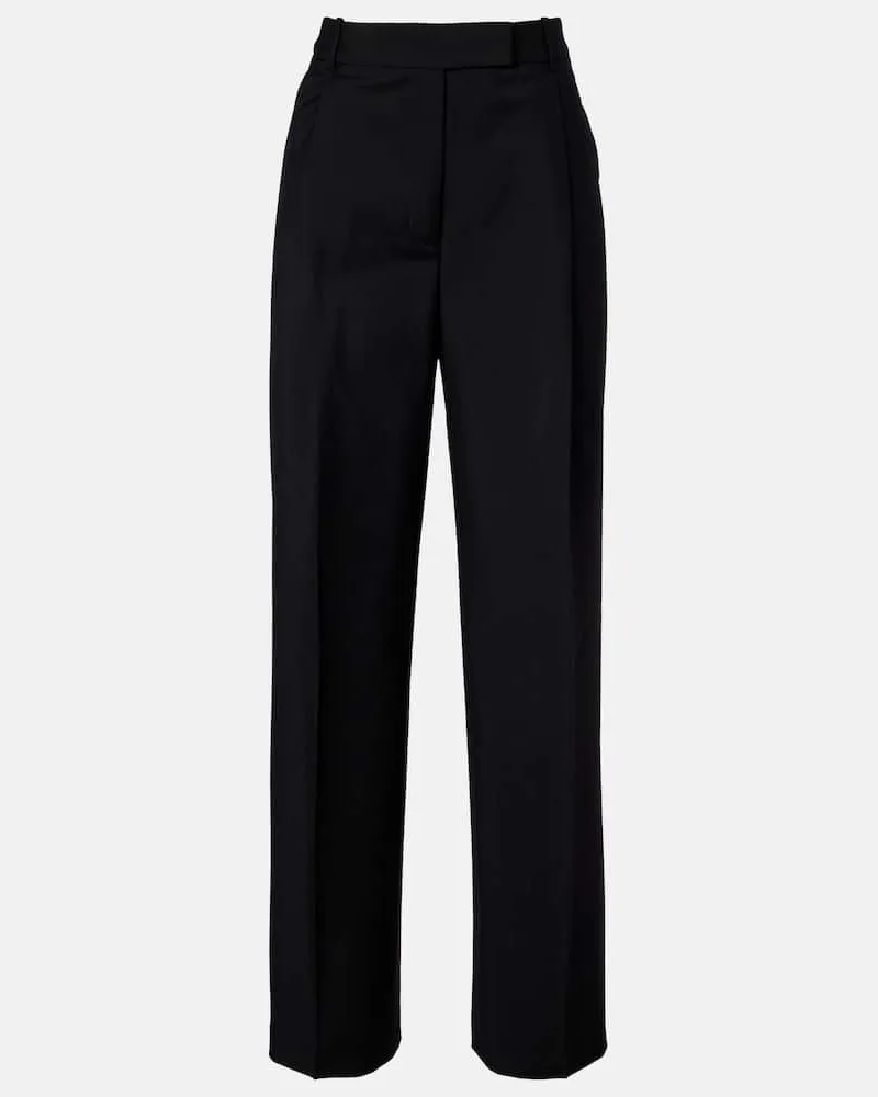 Róhe Róhe Gerade Mid-Rise-Hose aus Wolle und Mohair Schwarz