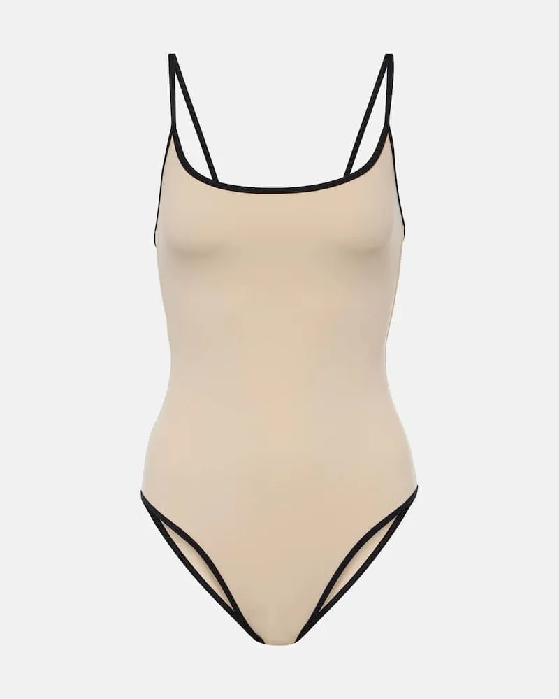 Totême Badeanzug Stripe Edge Beige