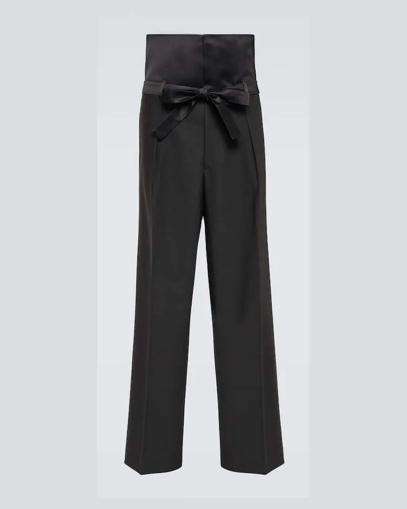Wales Bonner Gerade High-Rise-Hose aus Wolle Schwarz
