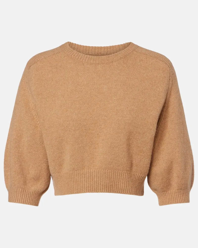 KHAITE Cropped-Pullover Lorelai aus Wolle und Kaschmir Braun