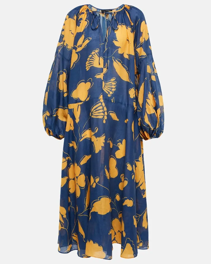 Lee Mathews Midikleid Malorie aus Ramie Blau