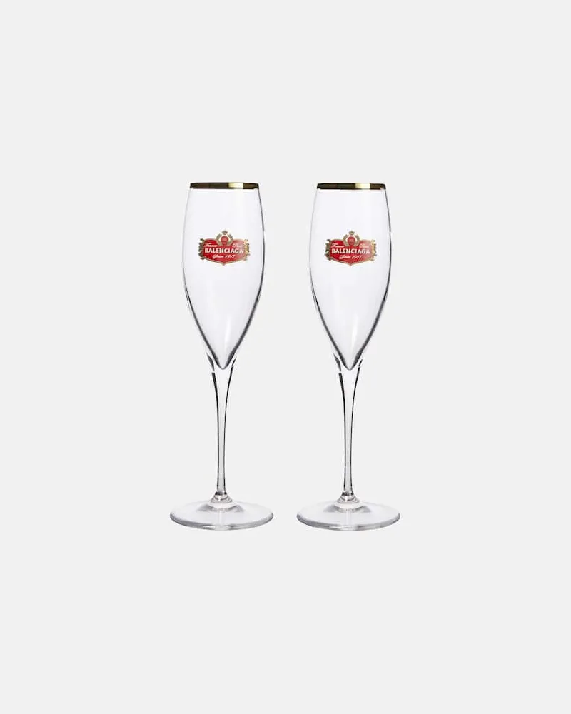 Balenciaga Set aus zwei Champagnerflöten Gold