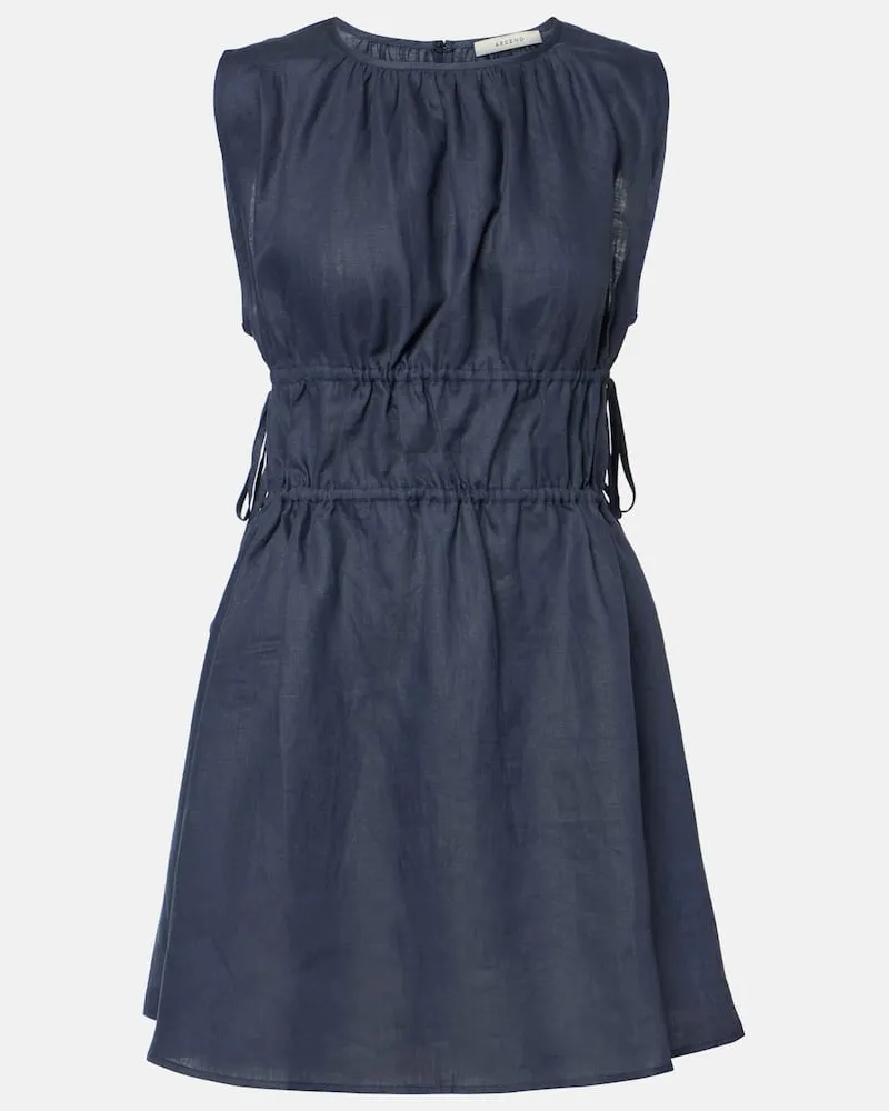 ASCENO Minikleid Como aus Leinen Blau