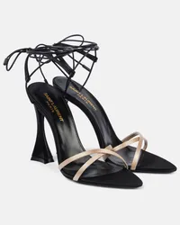 Saint Laurent Sandalen Liza 110 aus Satin Schwarz