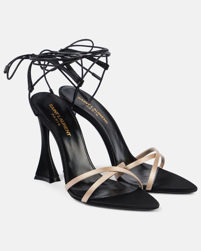 Saint Laurent Sandalen Liza 110 aus Satin Schwarz