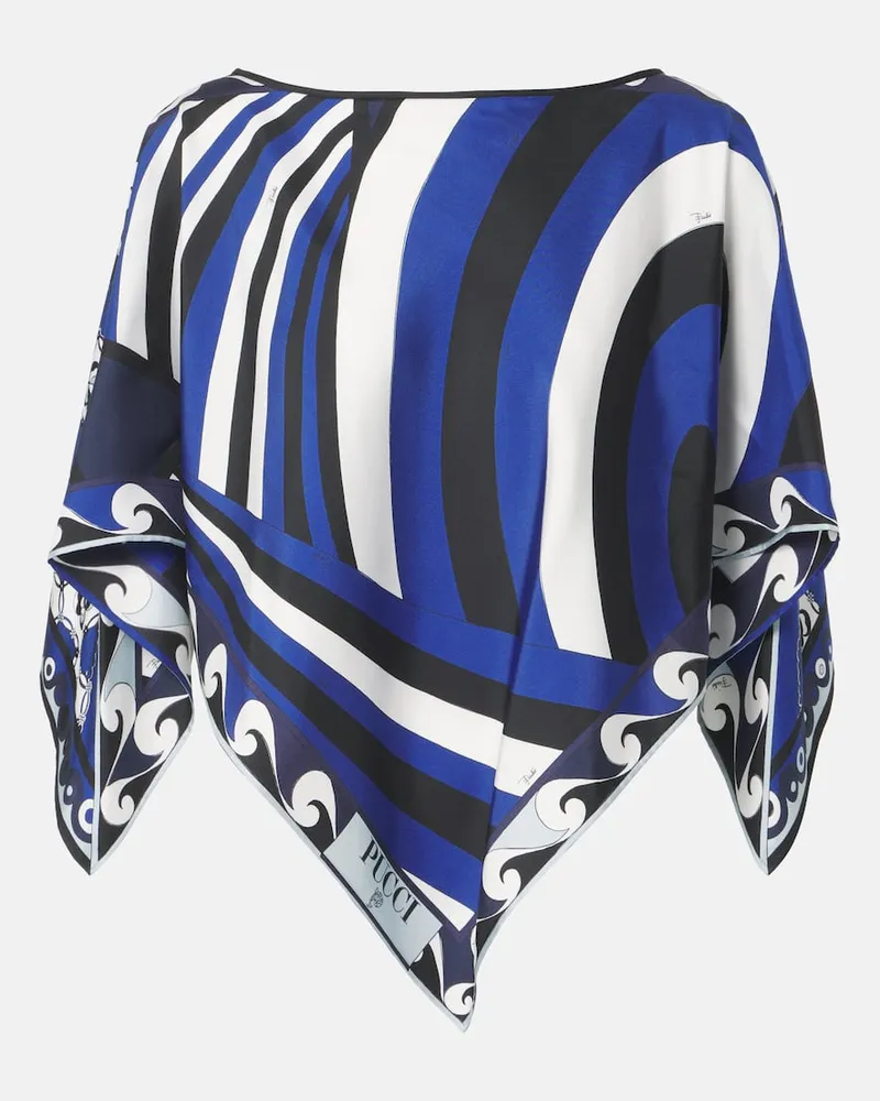 Emilio Pucci Top Iride Festa aus Seiden-Twill Blau
