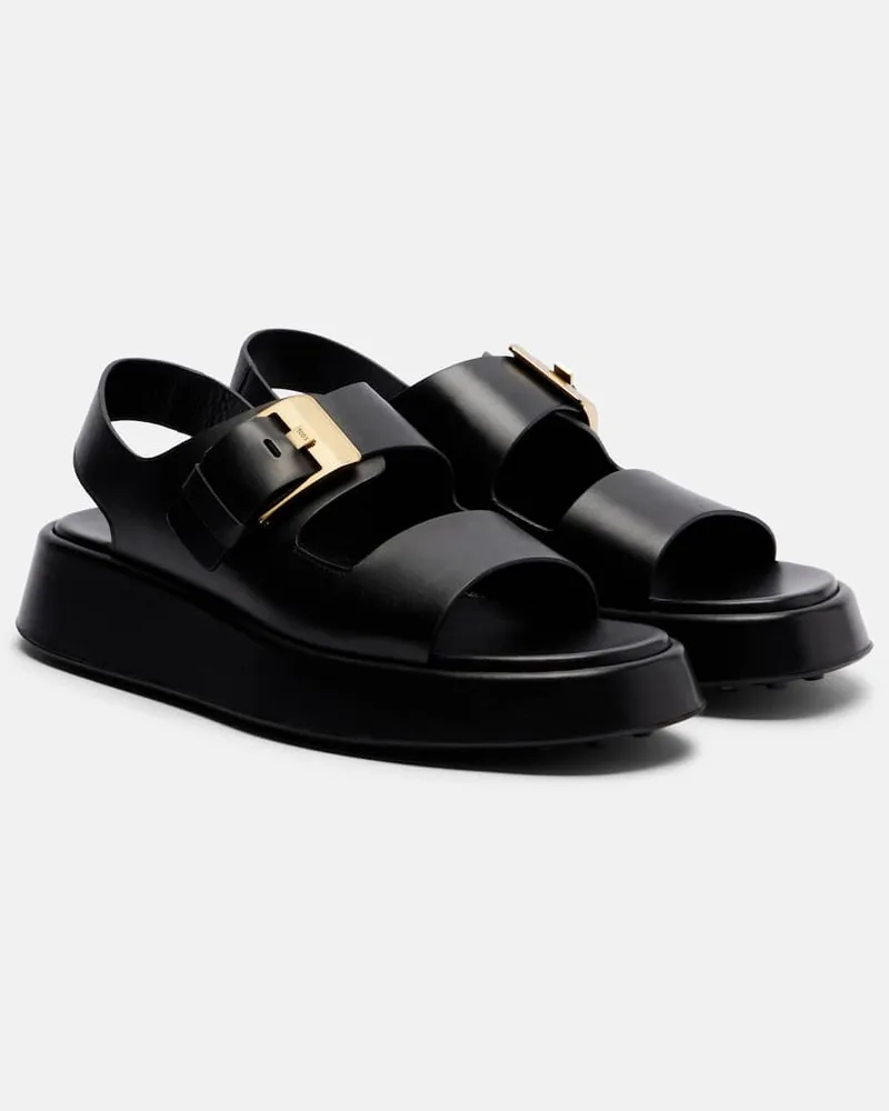 TOD'S Plateausandalen aus Leder Schwarz