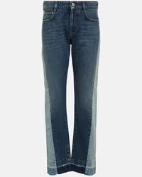 Stella McCartney Mid-Rise Straight Jeans Spliced Blau