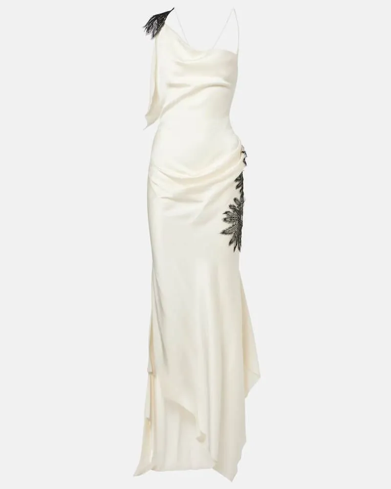Victoria Beckham Bestickte Robe aus Crêpe Weiß