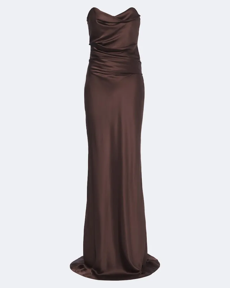 The Sei Bustier-Robe aus Seiden-Charmeuse Braun