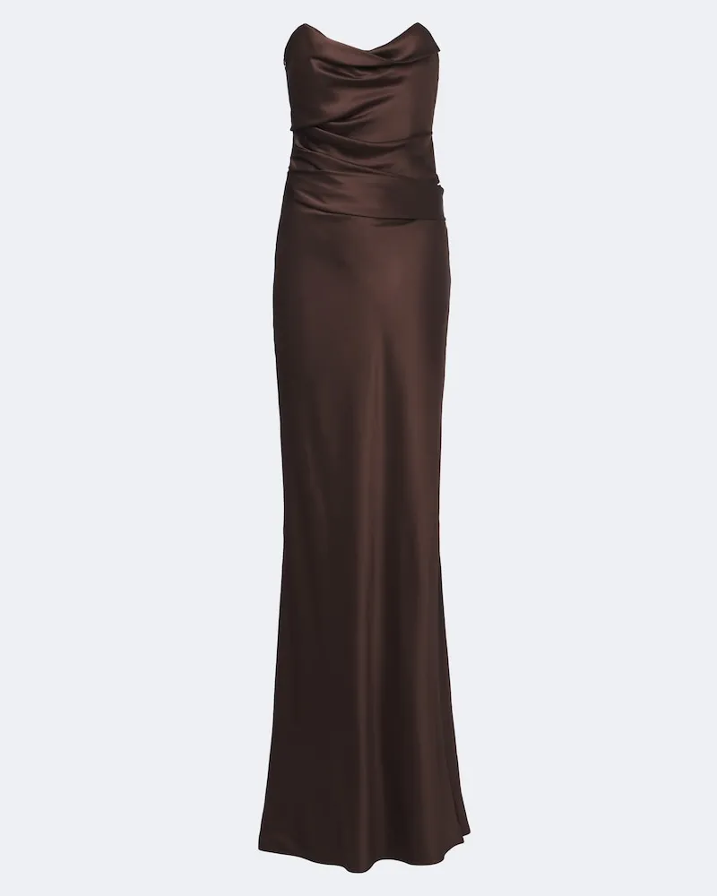 The Sei Bustier-Robe aus Seiden-Charmeuse Braun