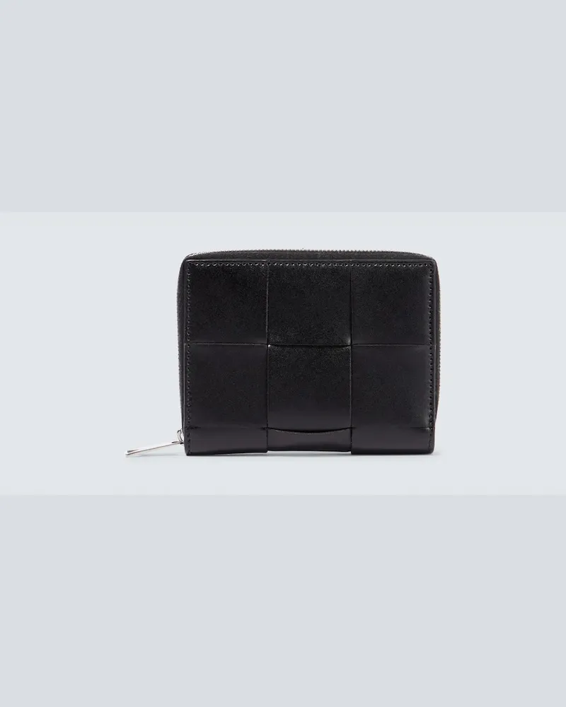 Bottega Veneta Portemonnaie Intreccio aus Leder Schwarz