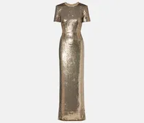 Robe mit Pailletten und Kristallen